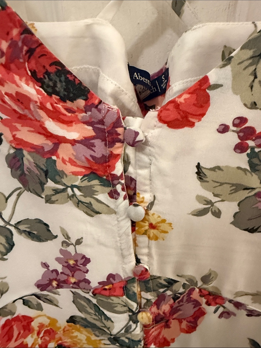 Abercrombie & Fitch White Floral Button-Front Slip Dress, Small - Picture 3 of 8